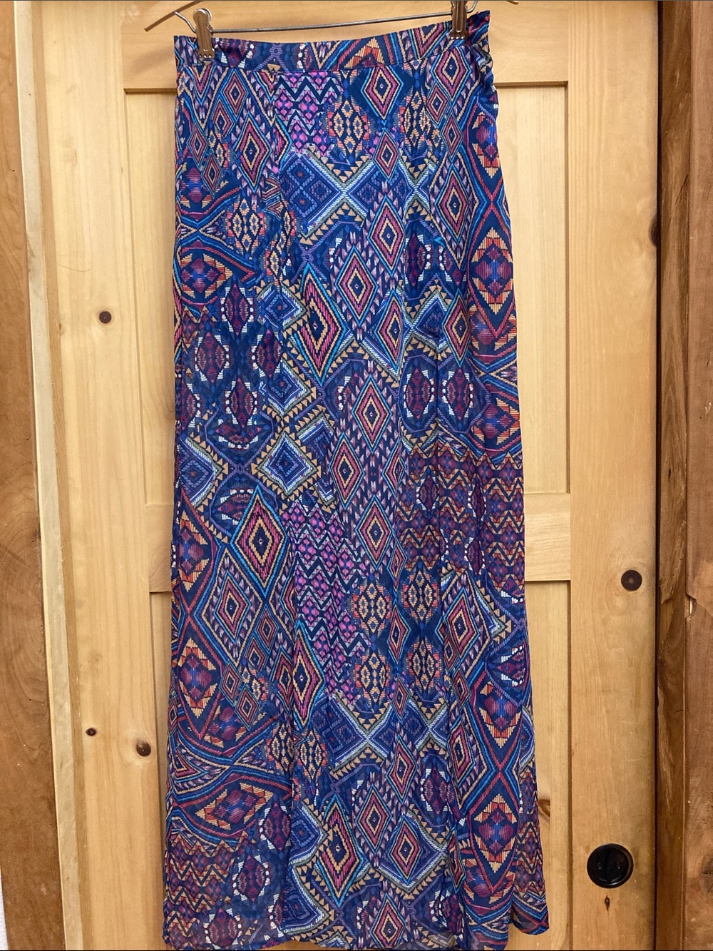 Forever 21 Blue and Purple Geometric Maxi Skirt